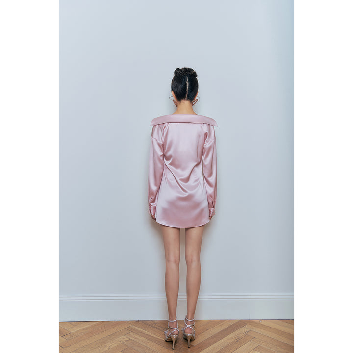 Diana Vevina Cut Out Buttoned Acetate Shirt Pink - GirlFork