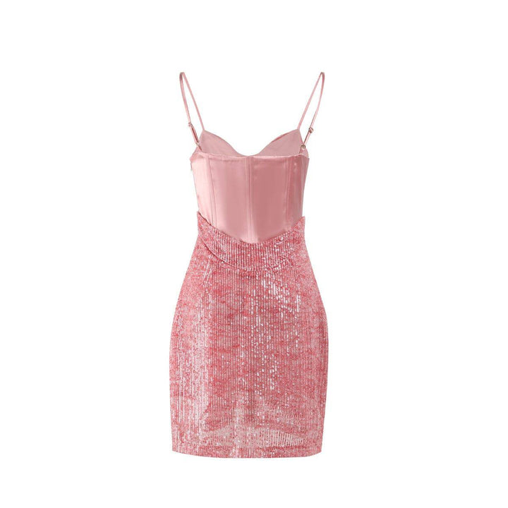 West.Y Satin Glitter Sling Dress Pink - Mores Studio