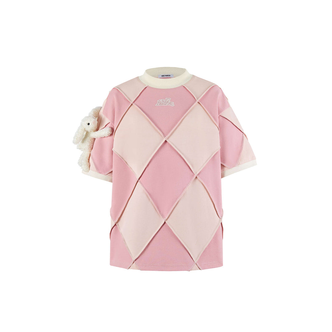 13De Marzo Hemming Diamond Check T-shirt Pink - GirlFork