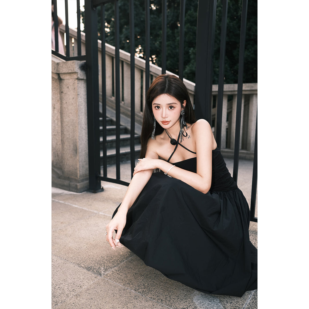 Diana Vevina French Style Halter Dress Black - Mores Studio