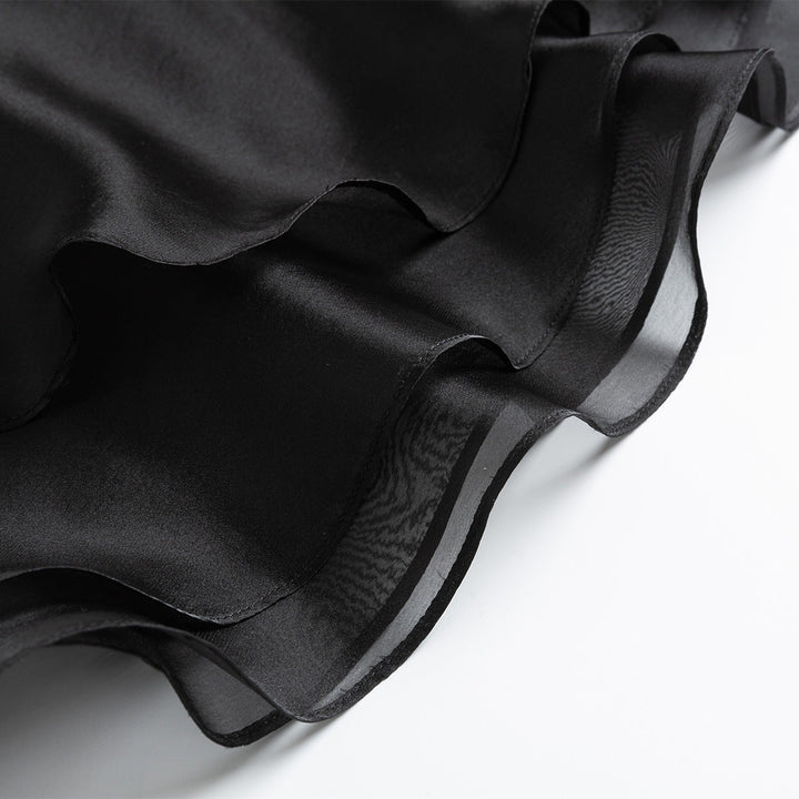 Diana Vevina Irregular Layered Mesh Skirt Black - Mores Studio