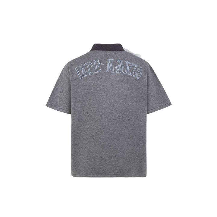 13De Marzo Bear Knit Patch T-shirt Grey - GirlFork