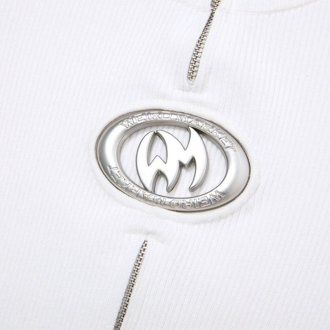Weird Market Metal Logo Hollow-Out Knit Top White - Mores Studio