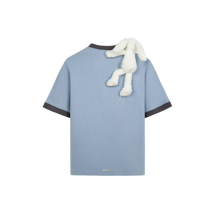 13De Marzo Round Neck Knit Logo T-Shirt Blue - GirlFork