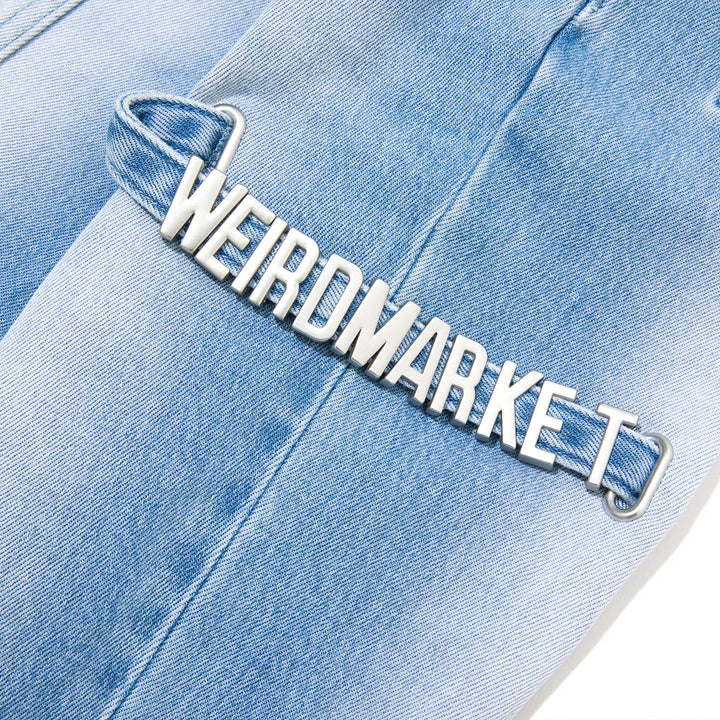Weird Market Metal Logo Flare Jeans Light Blue - Mores Studio