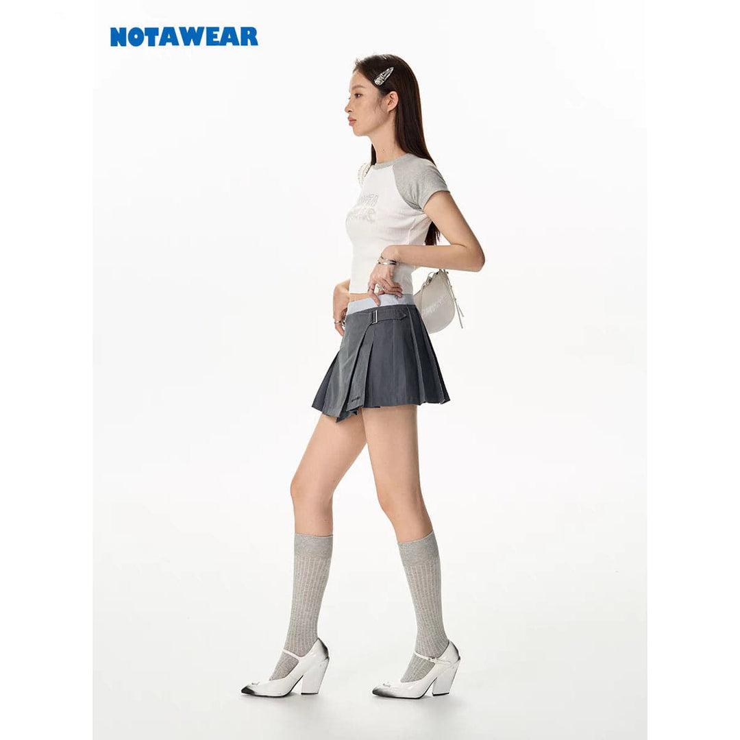 NotAwear Color Blocked Irregular Pleated Skirt - Mores Studio