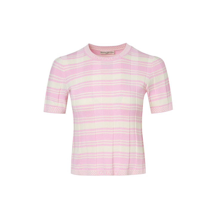Diana Vevina Striped Knit Top Pink - GirlFork