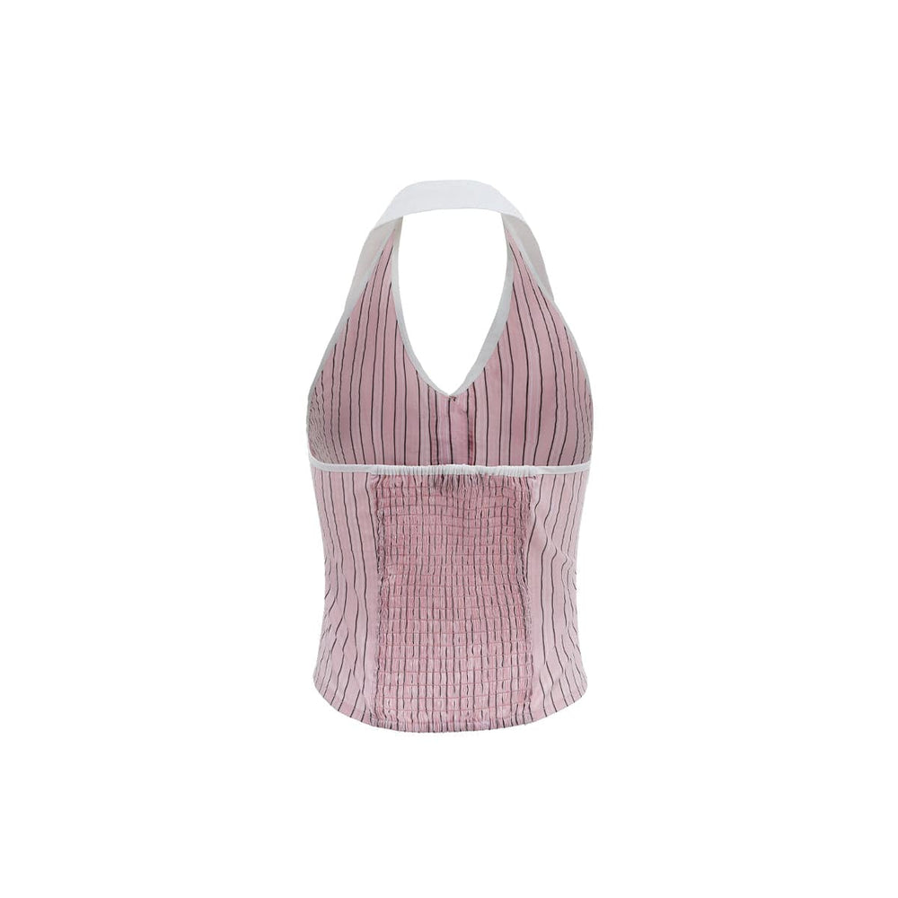 Via Pitti Color Blocked Striped Vest Pink - Mores Studio