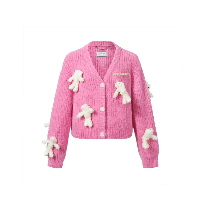 13De Marzo Doozoo Rabbit Knit Cardigan Pink - Mores Studio