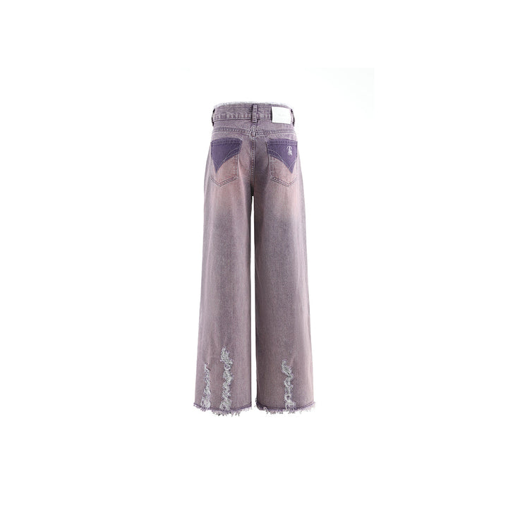 Via Pitti Rugged Low-Waist Wide-Leg Jeans Purple - Mores Studio