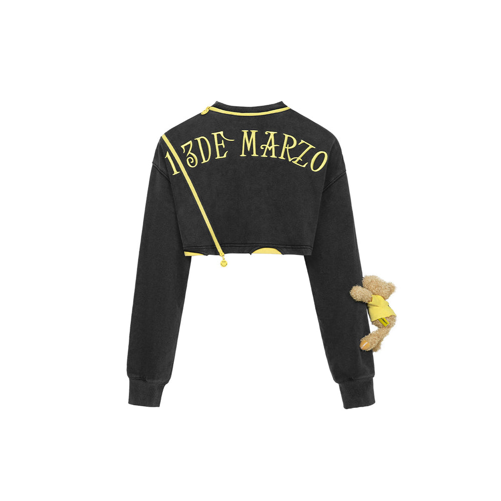 13De Marzo Sidelong Zipper Short Sweater Black - Mores Studio