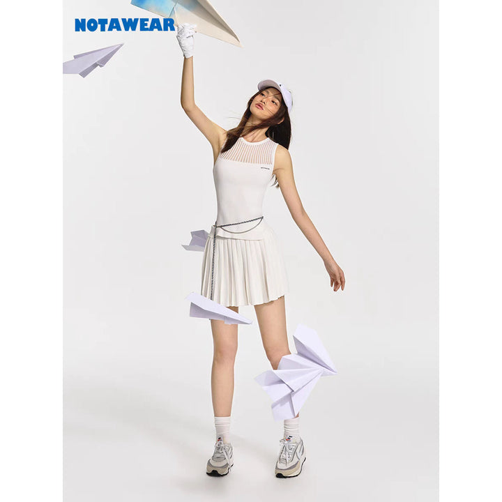 NotAwear Logo Pleated Skirt White - Mores Studio