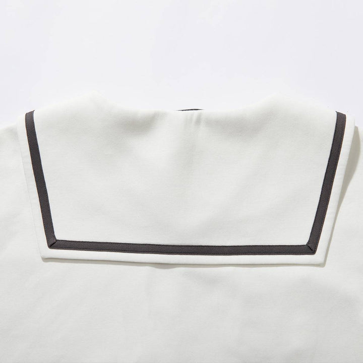 SomeSowe Color Blocked Sailor Collar Top & Shorts Set White - Mores Studio