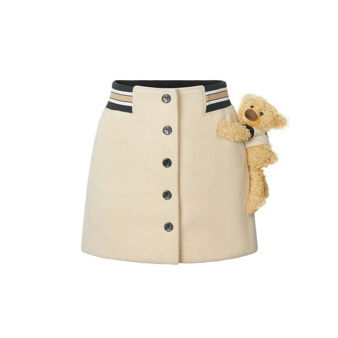 13De Marzo Vintage Baseball Skirt Beige - GirlFork