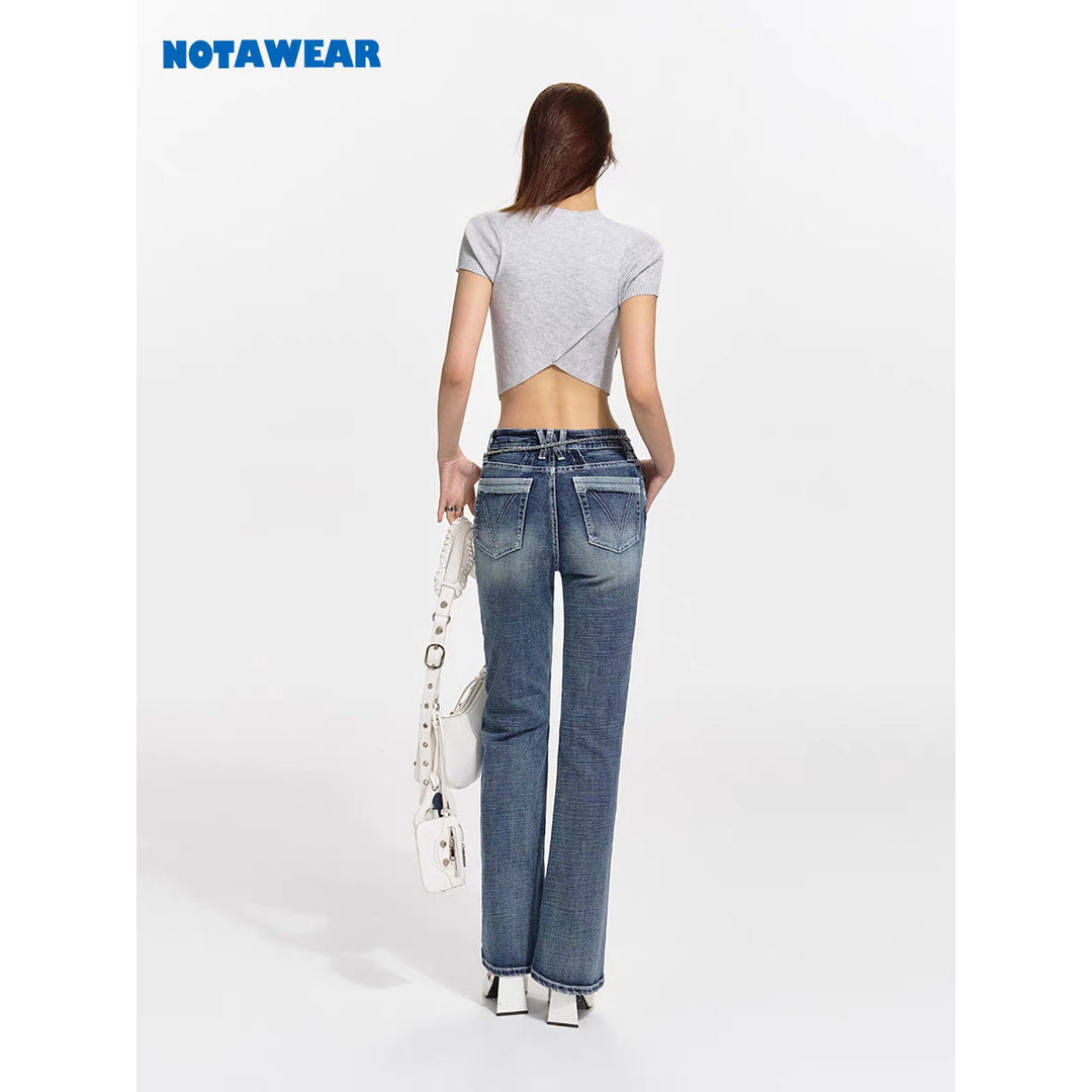 NotAwear Low Waist Straight-Leg Denim Jeans - Mores Studio
