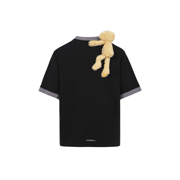 13De Marzo Round Neck Knit Logo T-Shirt Black - GirlFork