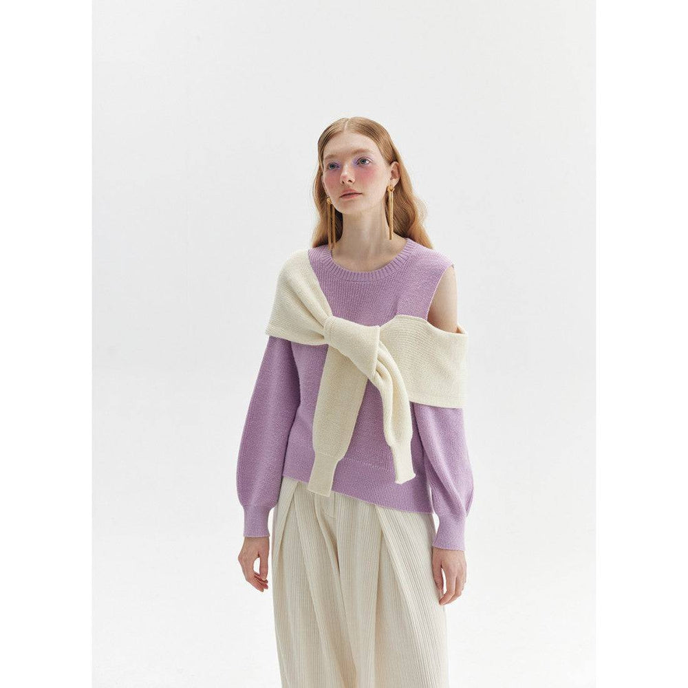 Rumia Layered Knit Jumper Purple - GirlFork