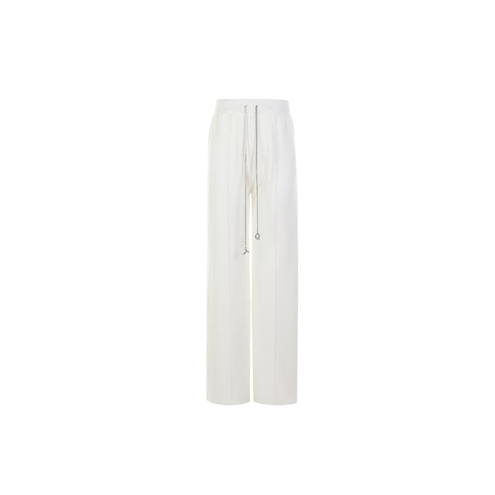 Three Quarters Chain Wool Casual Pants White - Mores Studio