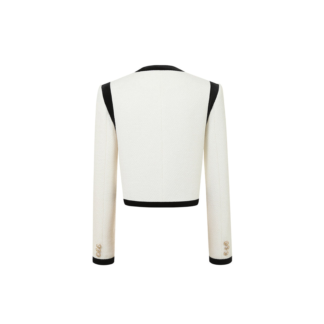 Three Quarters Double Breasted Wool Jacket White - Mores Studio