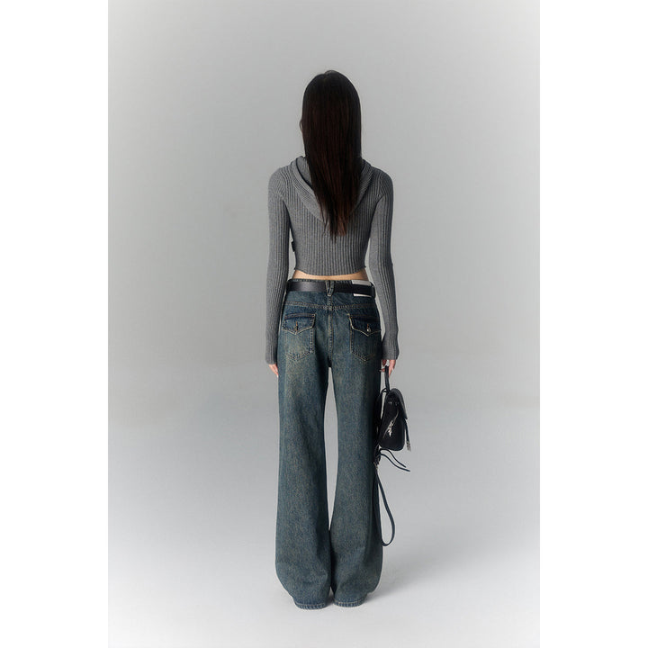 Via Pitti 3D Big Pocket Denim Jeans Wash Blue - Mores Studio