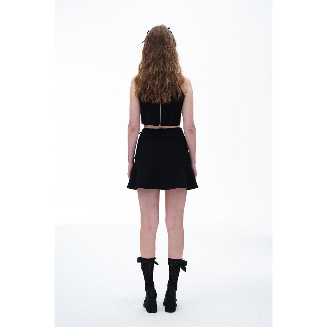Diana Vevina Rhinestone Letters Bow Tie Skirt Black - Mores Studio