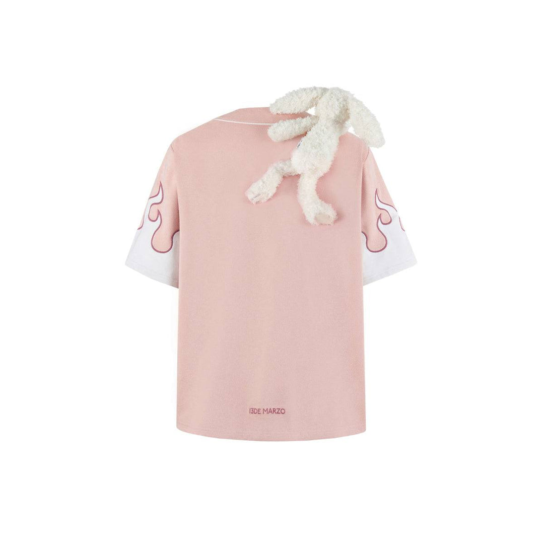 13De Marzo Flame Baseball Shirt Pink - GirlFork