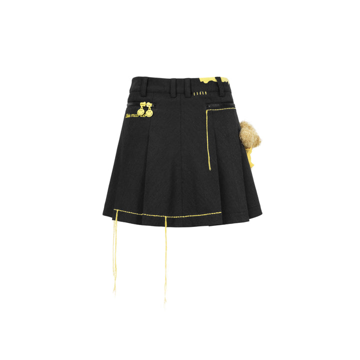 13De Marzo X Smiley Broken Suture Skirt Black - GirlFork