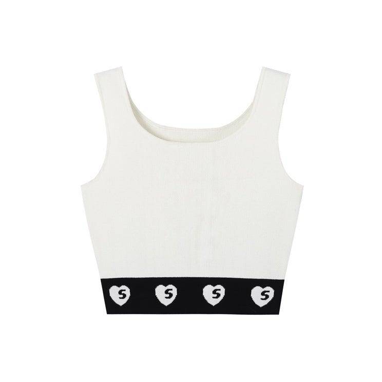 SomeSowe Heart Knitted Vest White - Mores Studio