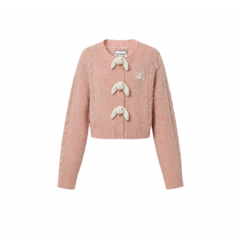 13 De Marzo Doozoo Button Knit Cardigan Pink - GirlFork