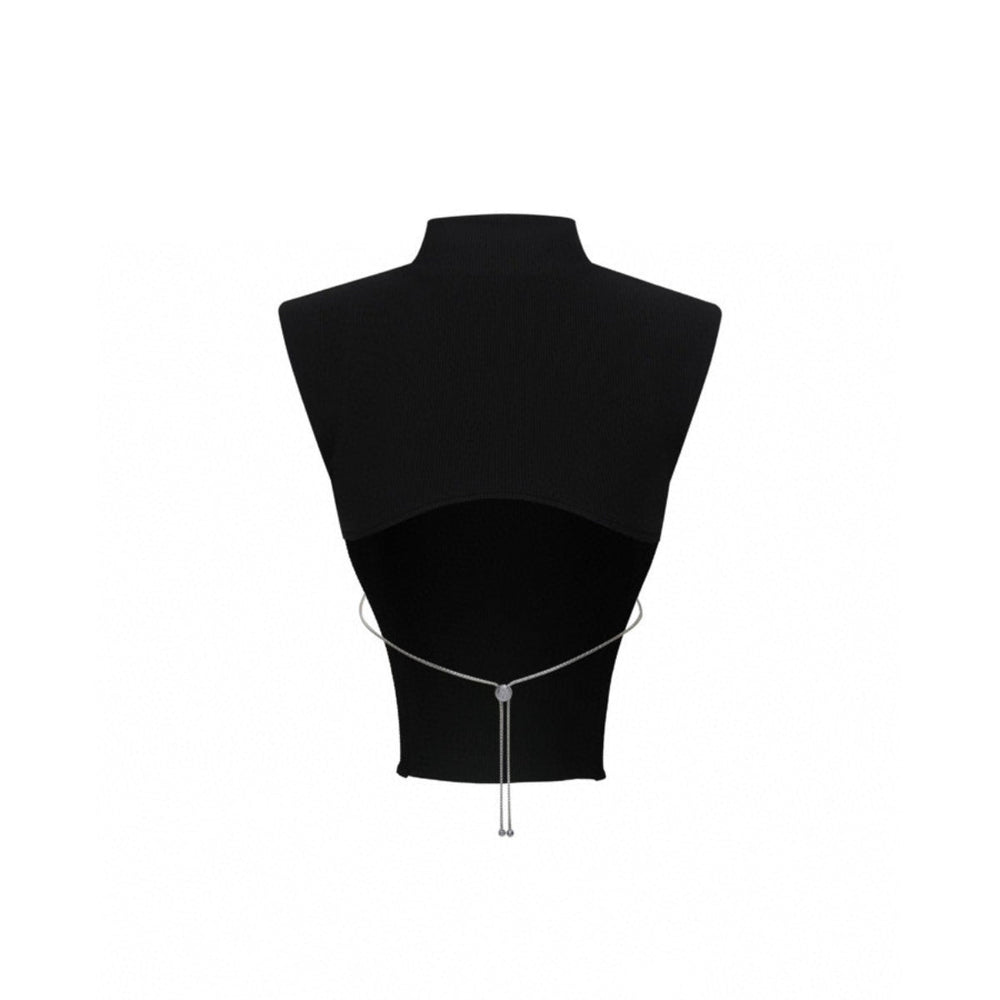 Weird Market Logo Patch Shoulder Pad Vest Top Black - Mores Studio