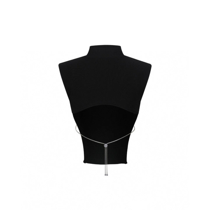 Weird Market Logo Patch Shoulder Pad Vest Top Black - Mores Studio