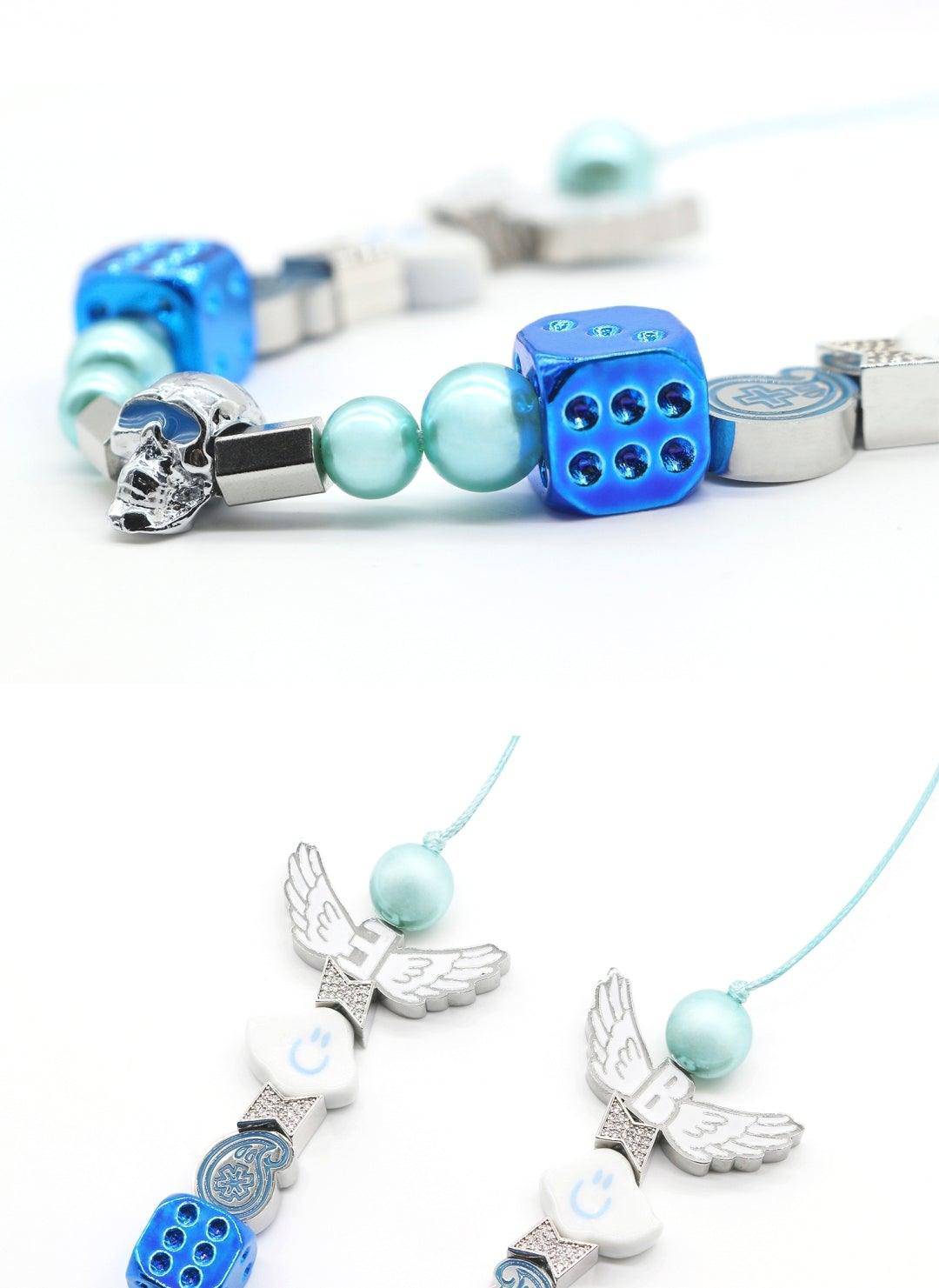 EVAE+ Black Lux Smiley Cloud Necklace Blue - Mores Studio