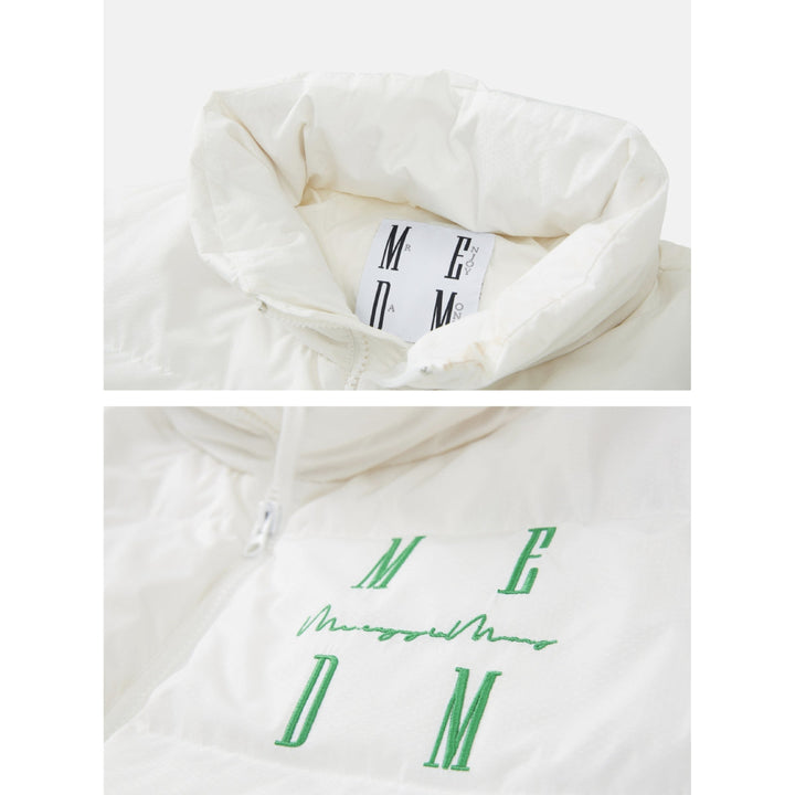 MEDM Embroidery Logo Down Jacket White - Mores Studio