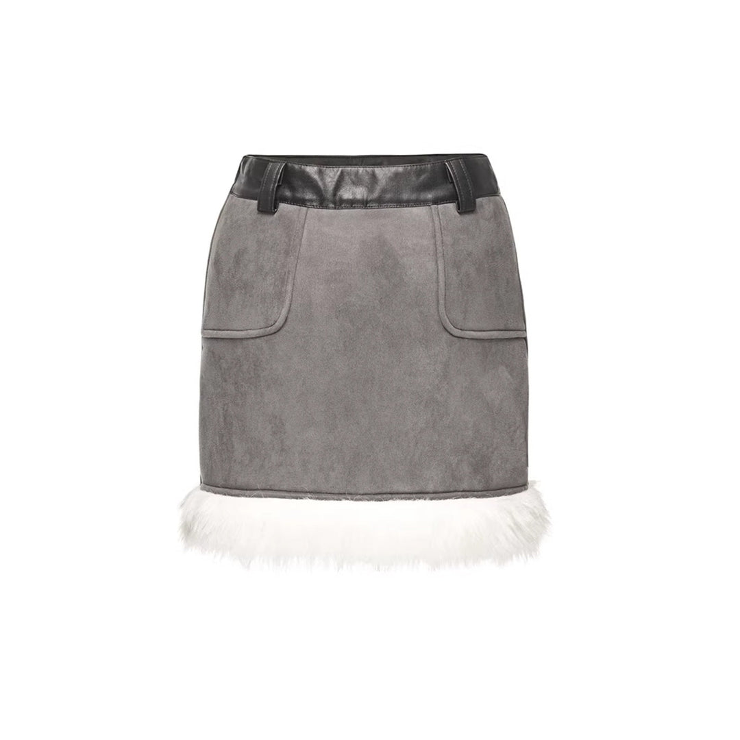 NotAwear Wool Suede Leather Skirt Grey - Mores Studio