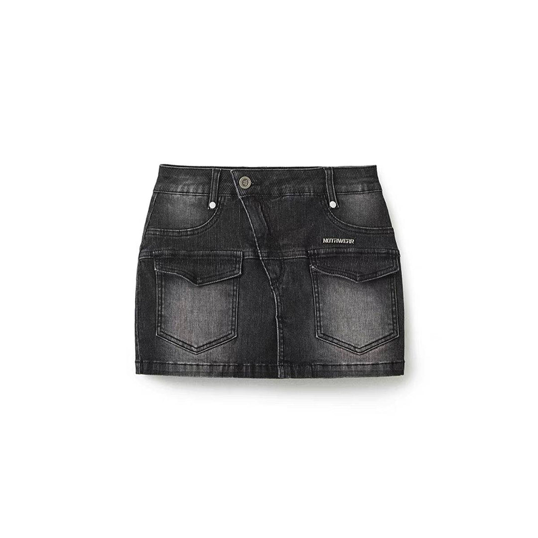 NotAwear Vintage Wash Denim Skirt Shorts Black - Mores Studio