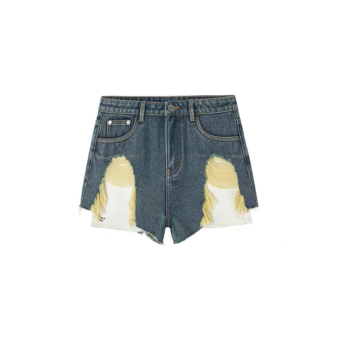 NotAwear Pocket Destroyed Wash Denim Shorts - Mores Studio