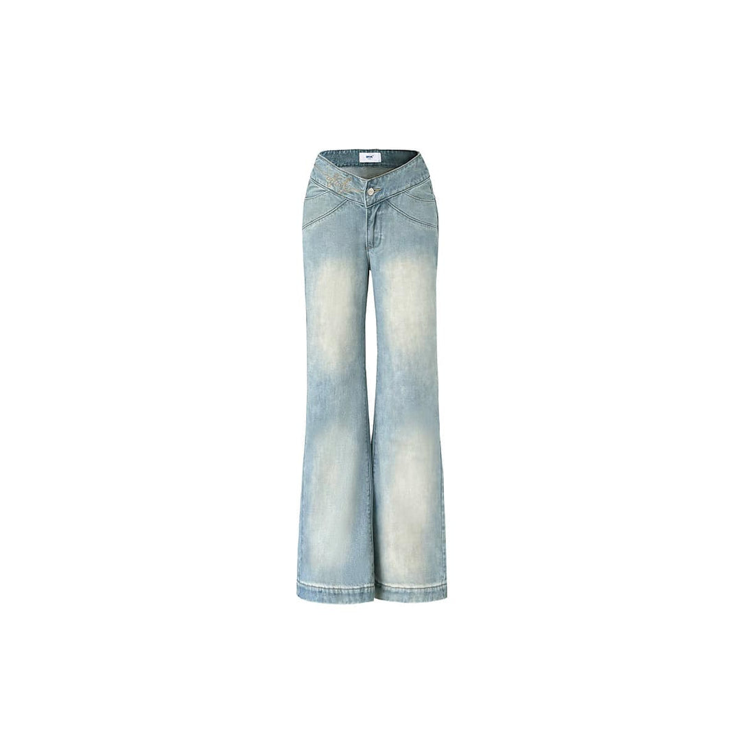 IFIK V-Waist Straight Loose Jeans Light Blue - Mores Studio