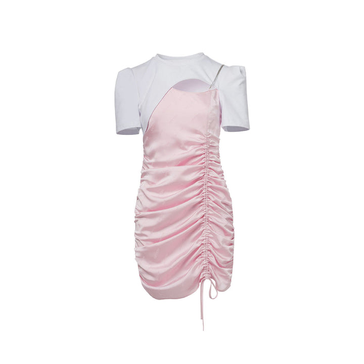 Cottia Hollow Out Strap Jacquard Dress Pink - Mores Studio