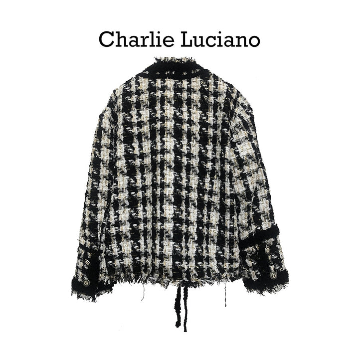 Charlie Luciano Tweed Tassel Jacket Black/White - GirlFork