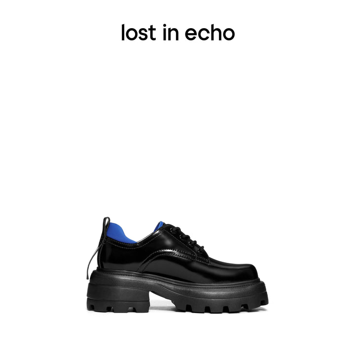 Lost In Echo Square Toe Platform Foam Brogues Black - Mores Studio