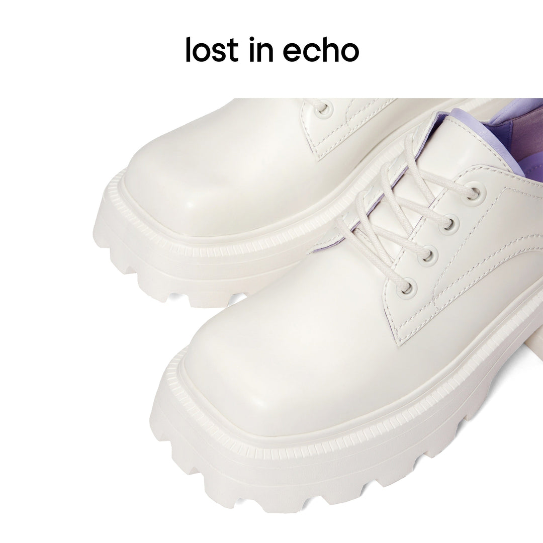 Lost In Echo Square Toe Platform Foam Brogues White - Mores Studio