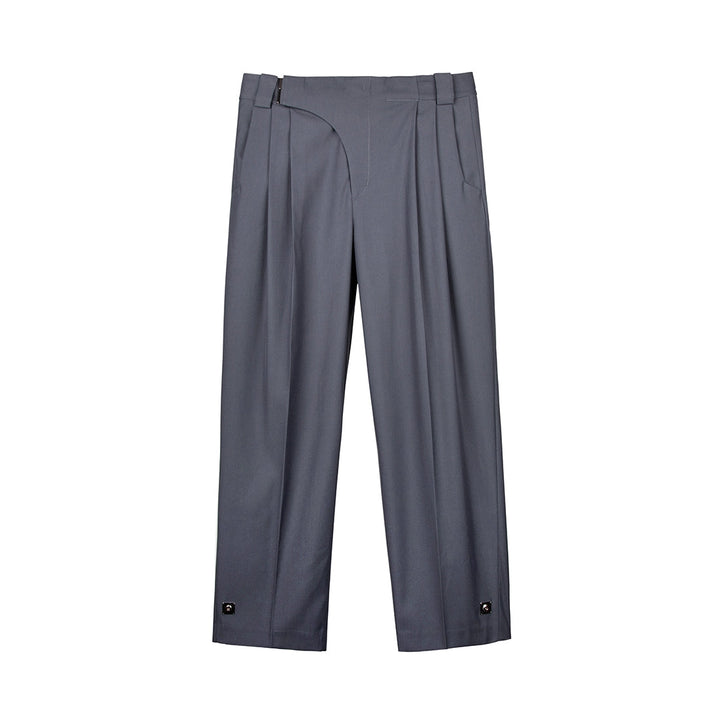 Unawares Double Buckle Pleated Suit Pants Grey - Mores Studio