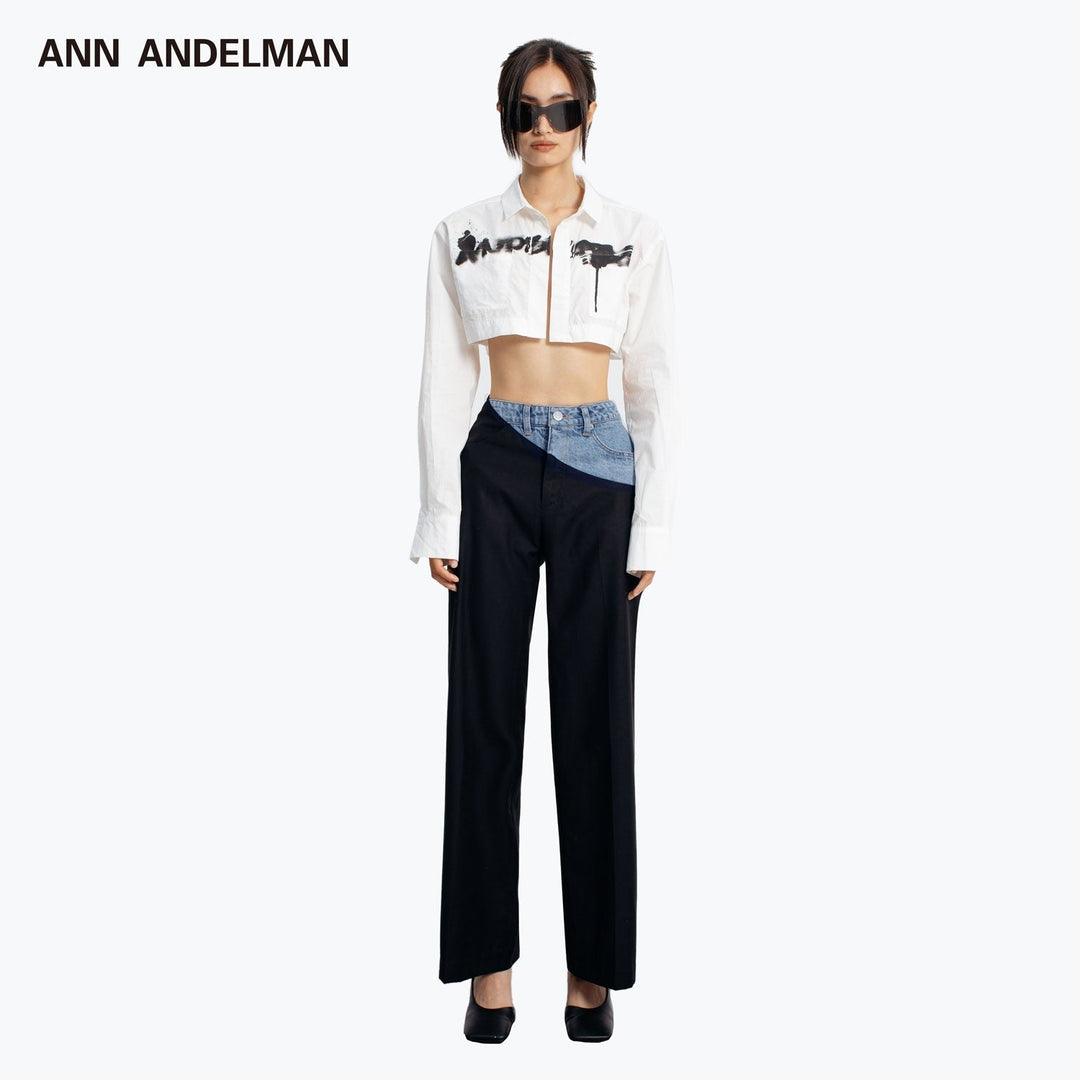 Ann Andelman Color Blocked Patchwork Denim Suit Pants - GirlFork