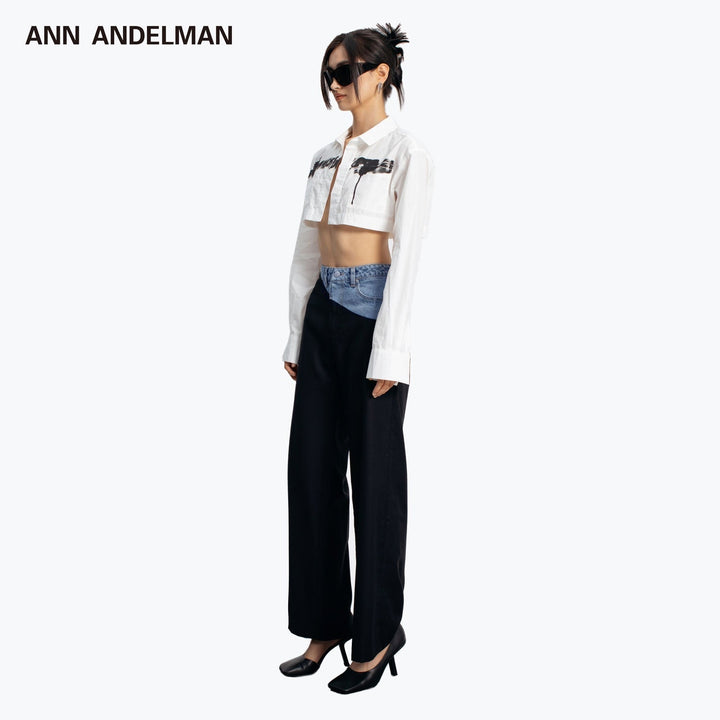 Ann Andelman Color Blocked Patchwork Denim Suit Pants - GirlFork