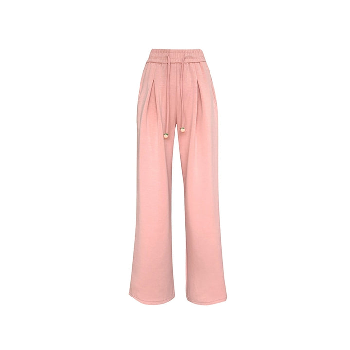 Kroche Peach Belt Wide Leg Pants Pink - Mores Studio
