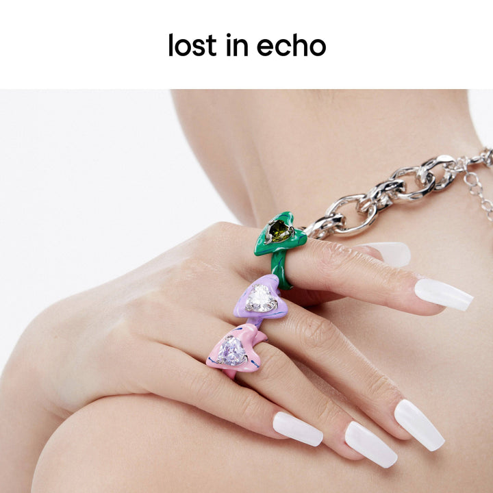 Lost In Echo Colored Enamel Heart Ring - Mores Studio