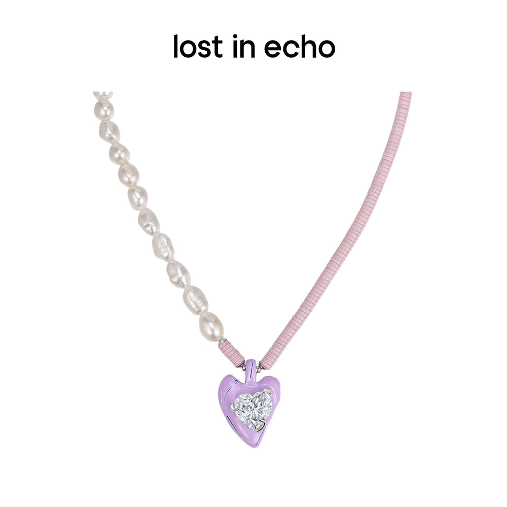 Lost In Echo Pearl Enamel Colored Necklace Purple - Mores Studio