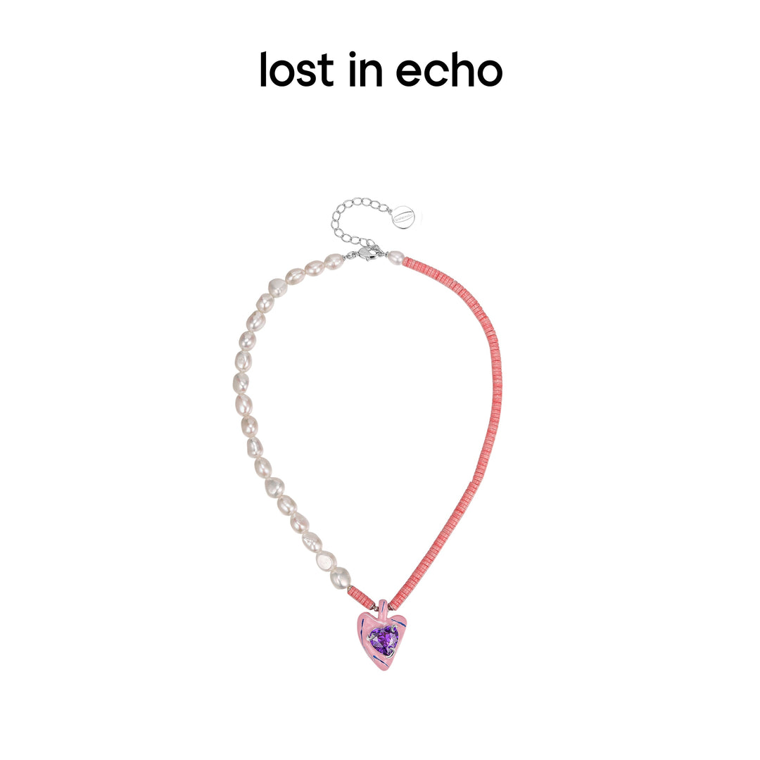 Lost In Echo Pearl Enamel Colored Necklace Pink - Mores Studio