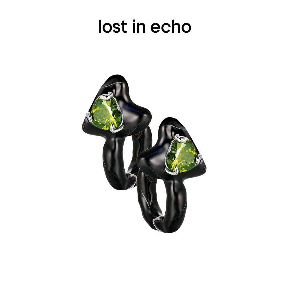 Lost In Echo Colored Enamel Heart Earrings Black - Mores Studio