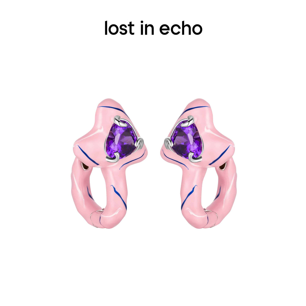 Lost In Echo Colored Enamel Heart Earrings Pink - Mores Studio